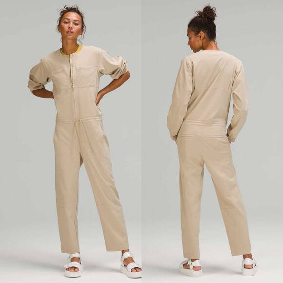 Lululemon Ventlight Zippered Utility Long Sleeve Jumpsuit in Trench-Tan Size 6 - Picture 6 of 12